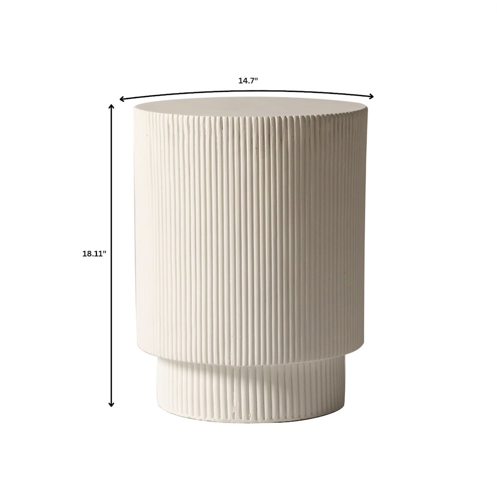 Eden Collection Fiberglass Outdoor Side Table in White. Picture 33