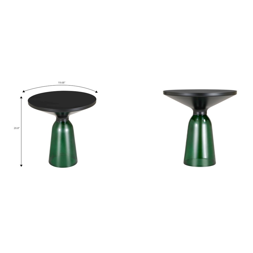 Tully Collection Glass side Table Green glass, Black Rim with Black Glass top. Picture 23