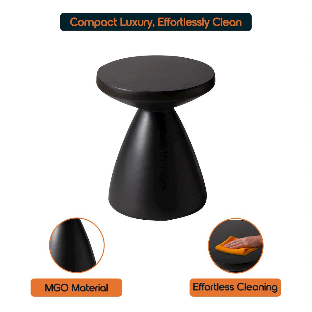 Dune Collection Fiberglass Outdoor Side Table in Black. Picture 13