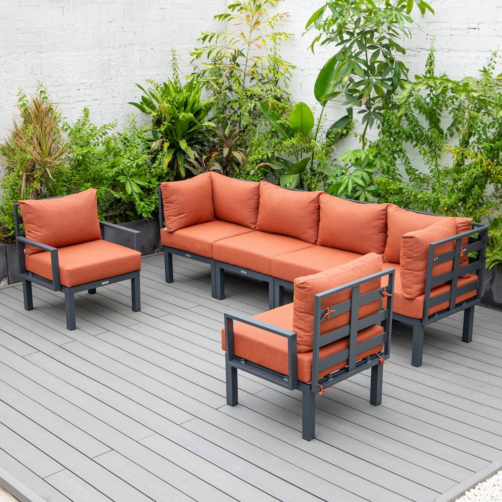 Chelsea 6-Piece Patio Sectional Black Aluminum With Cushions. Picture 30