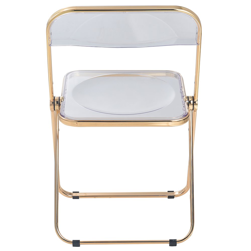 Lawrence Acrylic Folding Chair With Gold Metal Frame, Set of 4. Picture 11