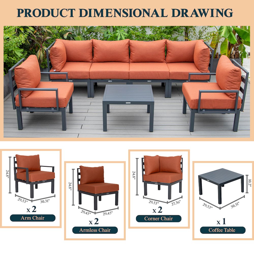 Chelsea 7-Piece Patio Sectional And Coffee Table. Picture 42