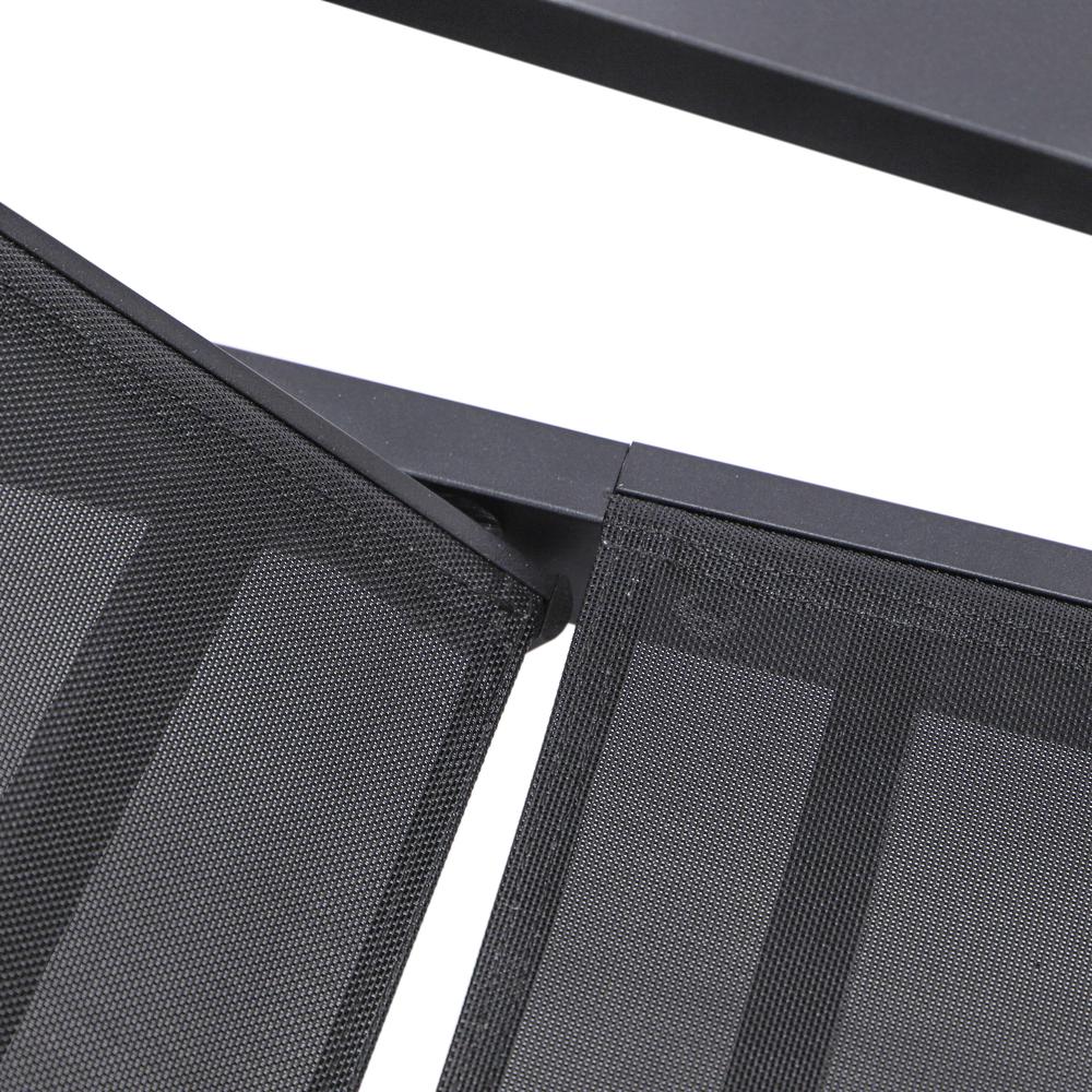 Marlin Patio Chaise Lounge Chair With Armrests in Black Aluminum Frame. Picture 8