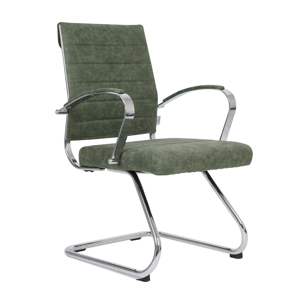 Benmar Home Leather Guest Office Chair in Green. Picture 10