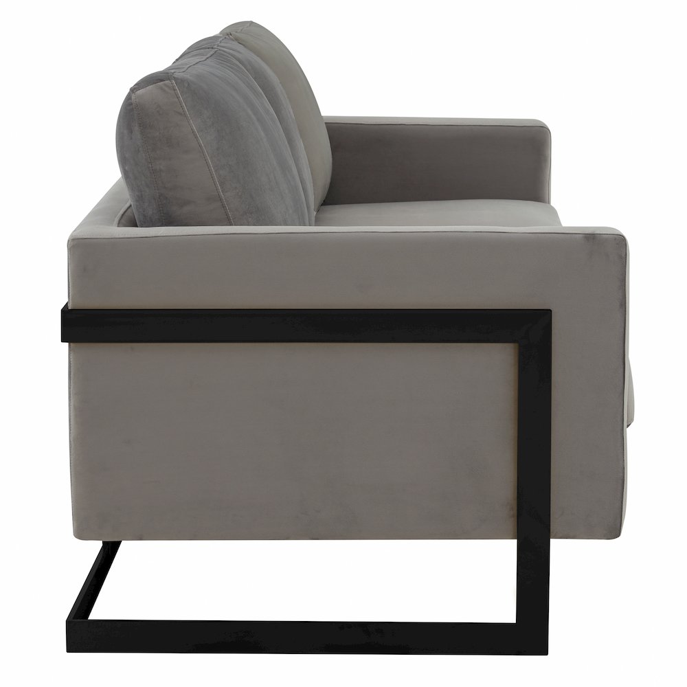 Lincoln Light Grey Velvet Sofa With Black Frame. Picture 4