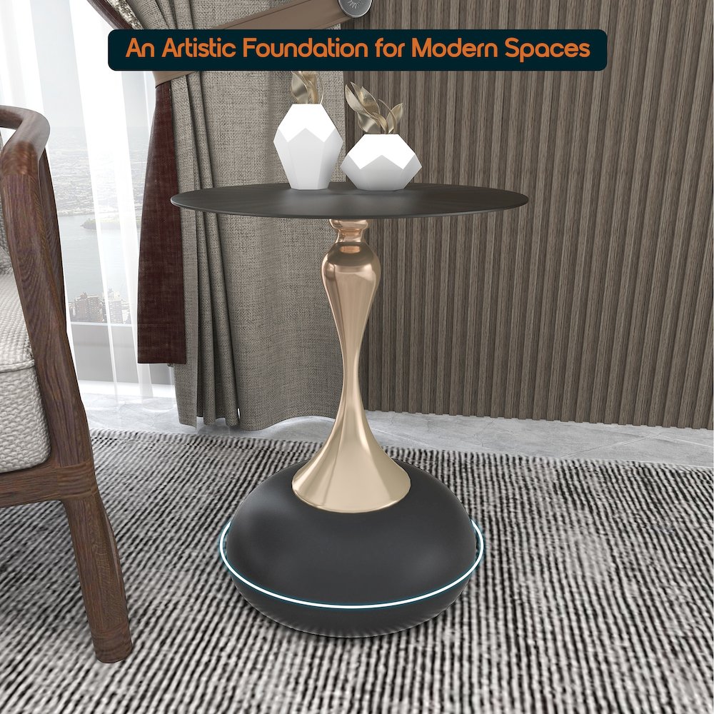Savoy Collection Modern End Table In Matt Black. Picture 13