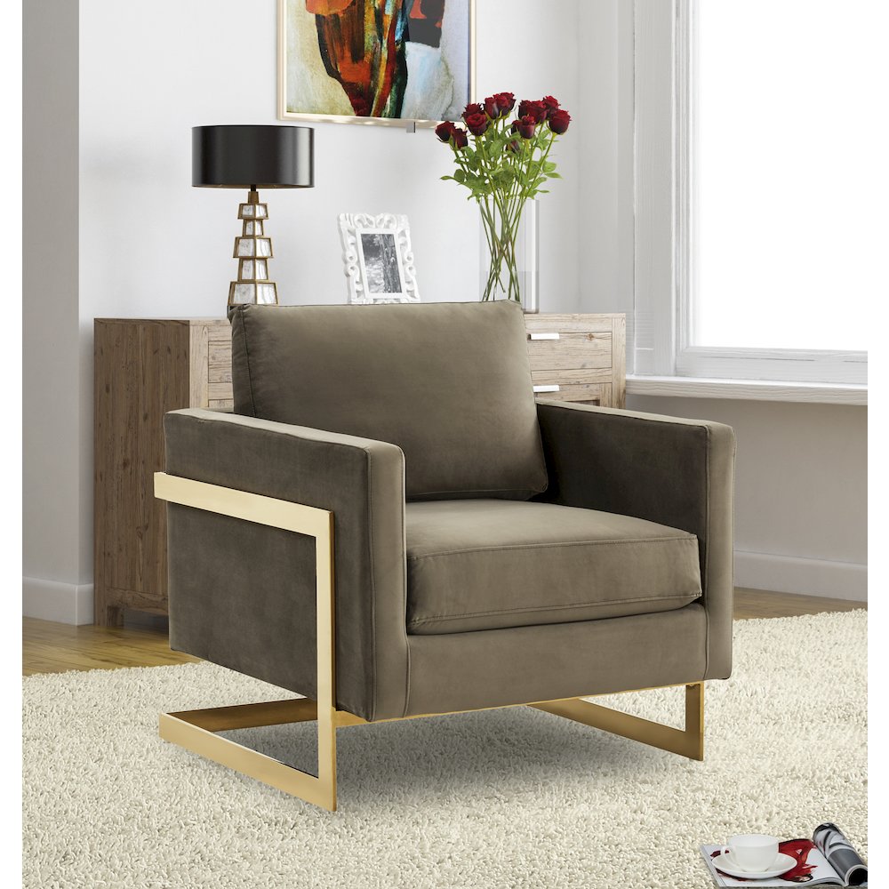 Lincoln Velvet Accent Armchair With Gold Frame. Picture 3