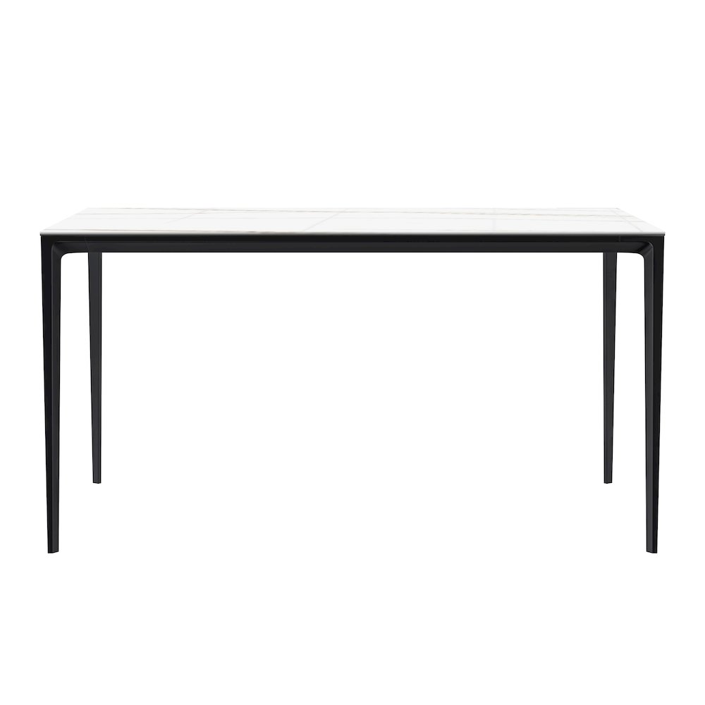 Avo Series Modern Dining Table Black Base, With 62 White/Gold Sintered Stone Top. Picture 8