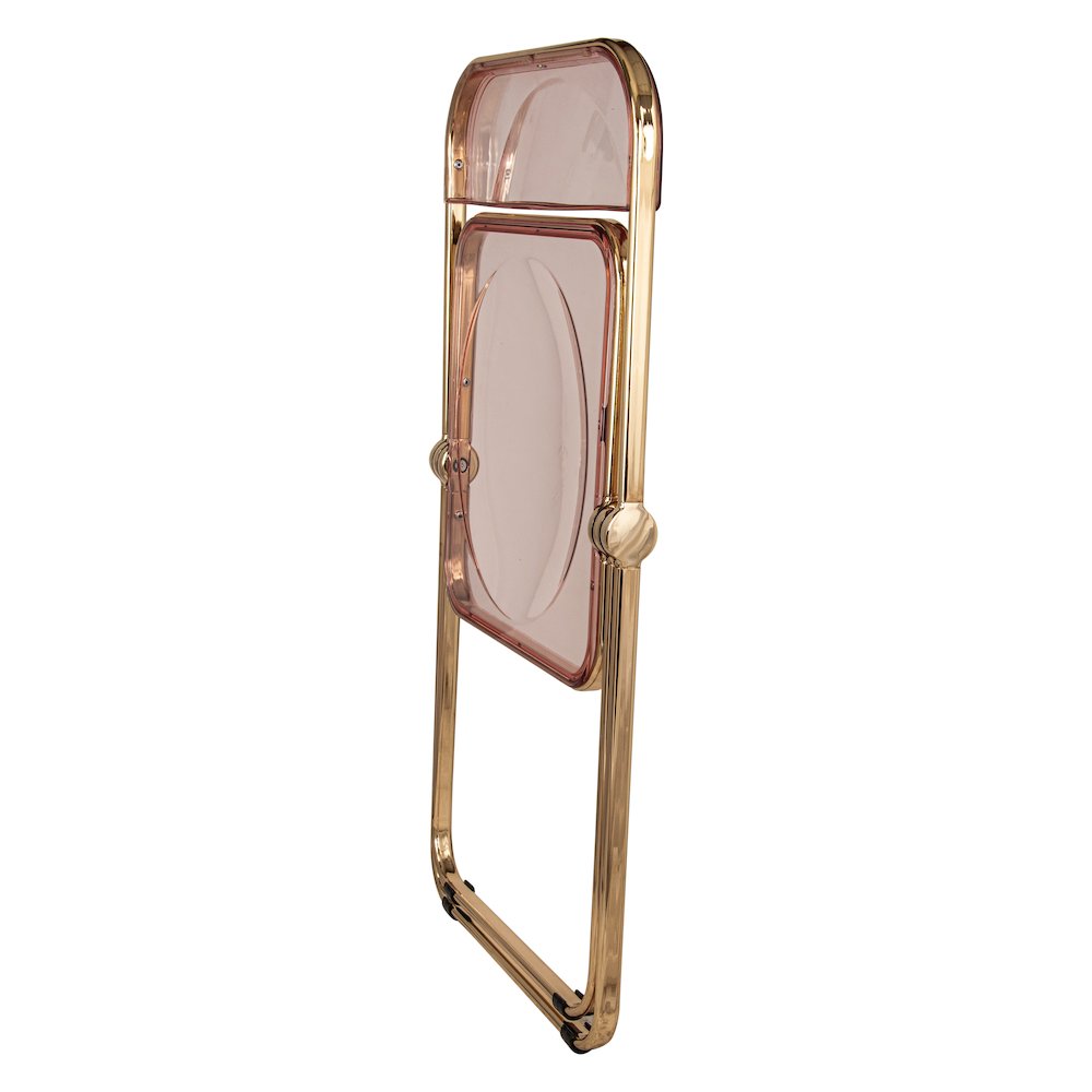 Lawrence Acrylic Folding Chair With Gold Metal Frame, Set of 4. Picture 10