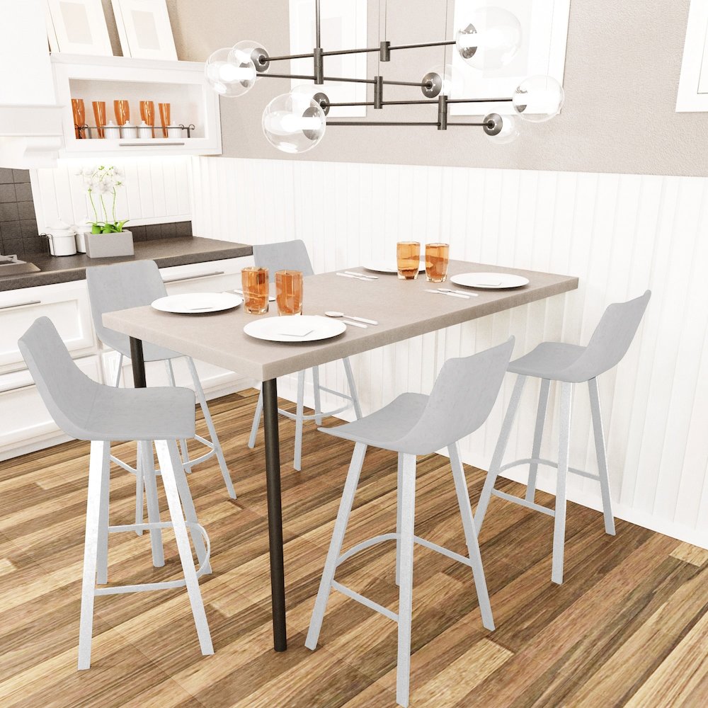 Elland - Bar stool -Light Grey- White Base Set of 2. Picture 6