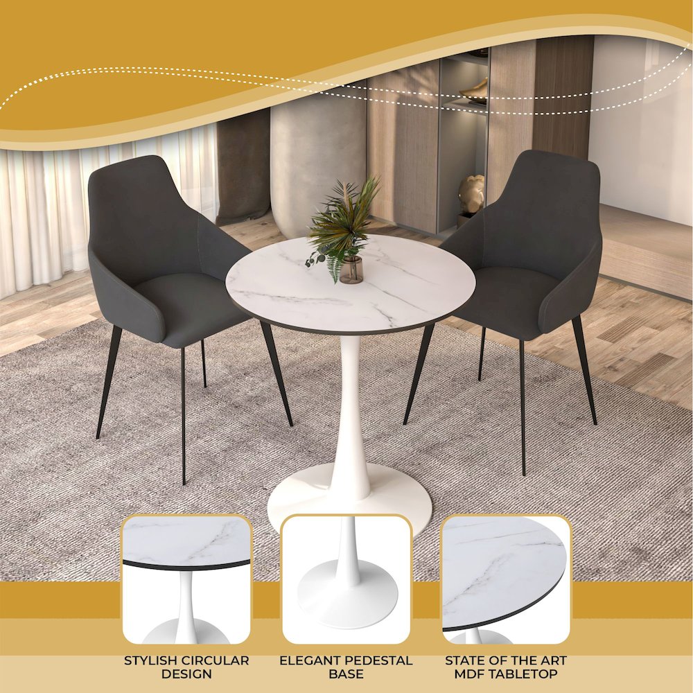 Leisyremod Bristol 27" Round Dining Table White base with White top. Picture 9