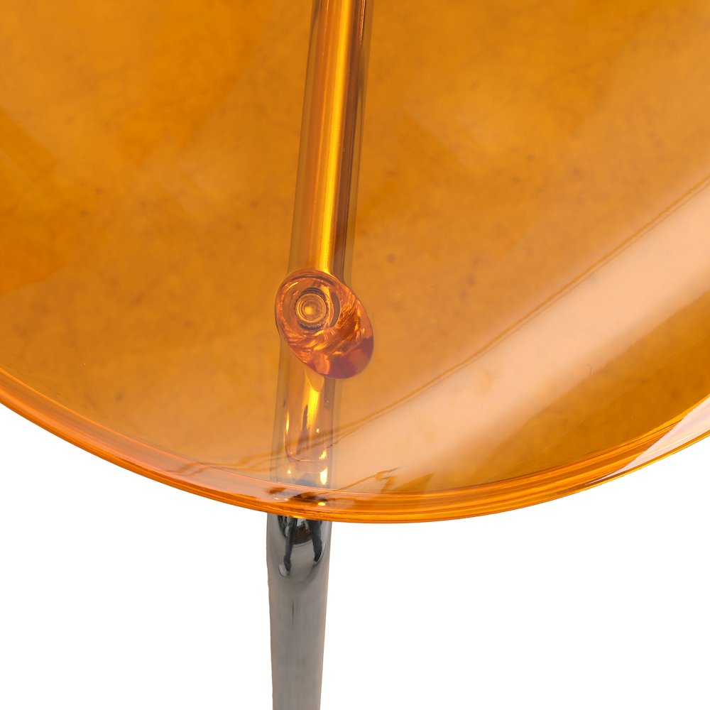 Modern Oyster Side Chair in Transparent Orange with Chromed Base Set of 2. Picture 12