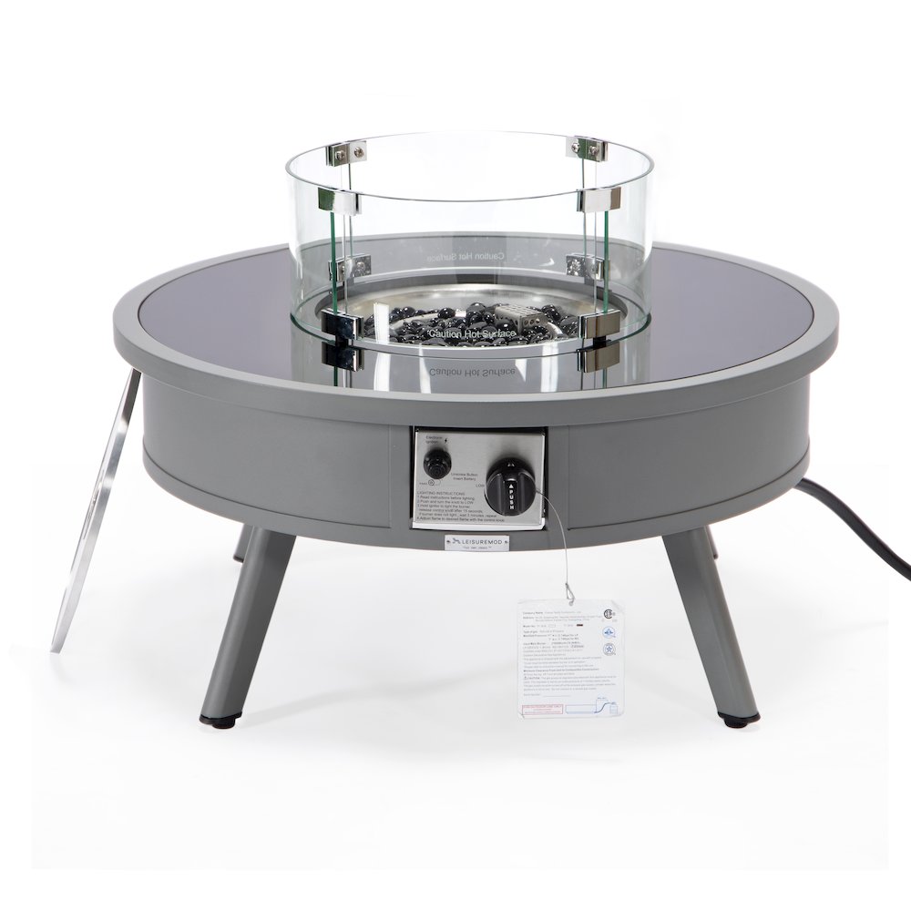 Walbrooke Outdoor Patio Aluminum Round Fire Pit Side Table. Picture 2