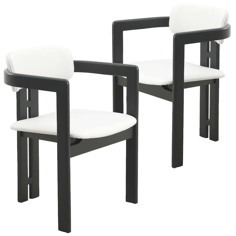 Velo Series Modern Dining Cha...Black Wood with Off White Seat Set of 4. Picture 1