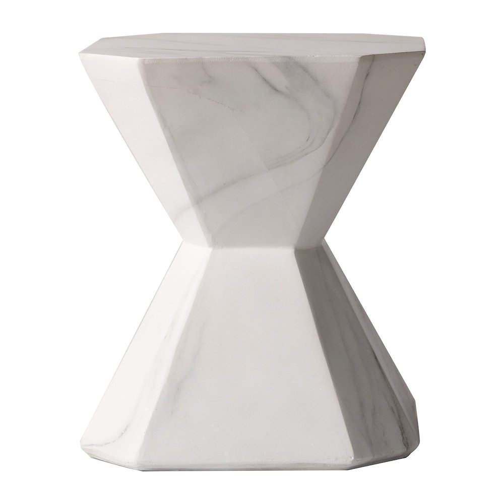 Azure Collection Fiberglass Outdoor Side Table in Marble White. Picture 6