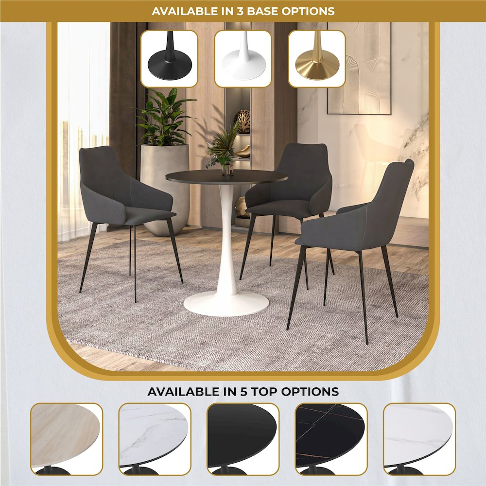 Leisyremod Bristol 24" Round Dining Table White base with Black top. Picture 12