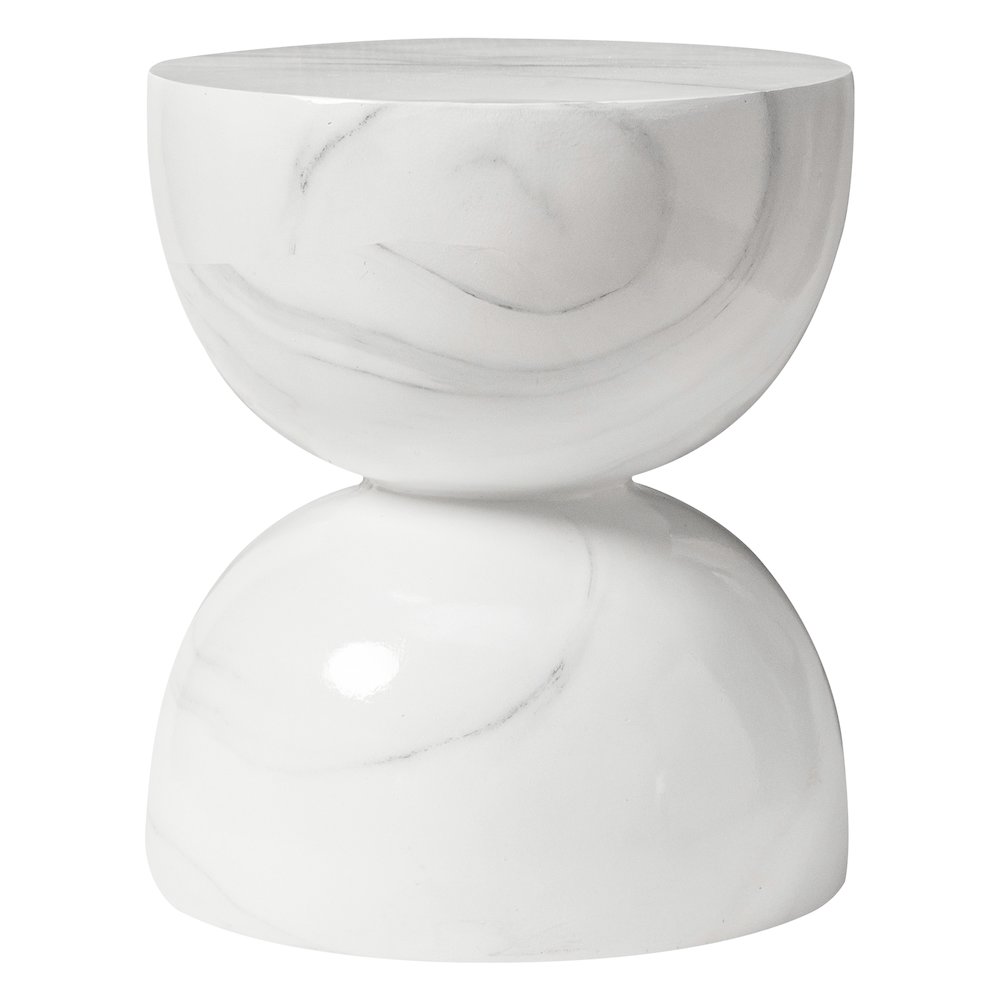 Sage Collection Fiberglass Outdoor Side Table in Marbled White. Picture 13
