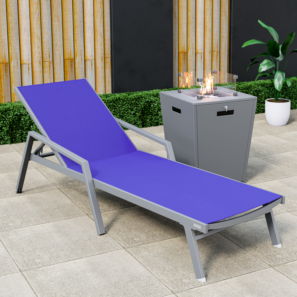 Grey Aluminum Outdoor Patio Chaise Lounge Chair With Arms. Picture 11