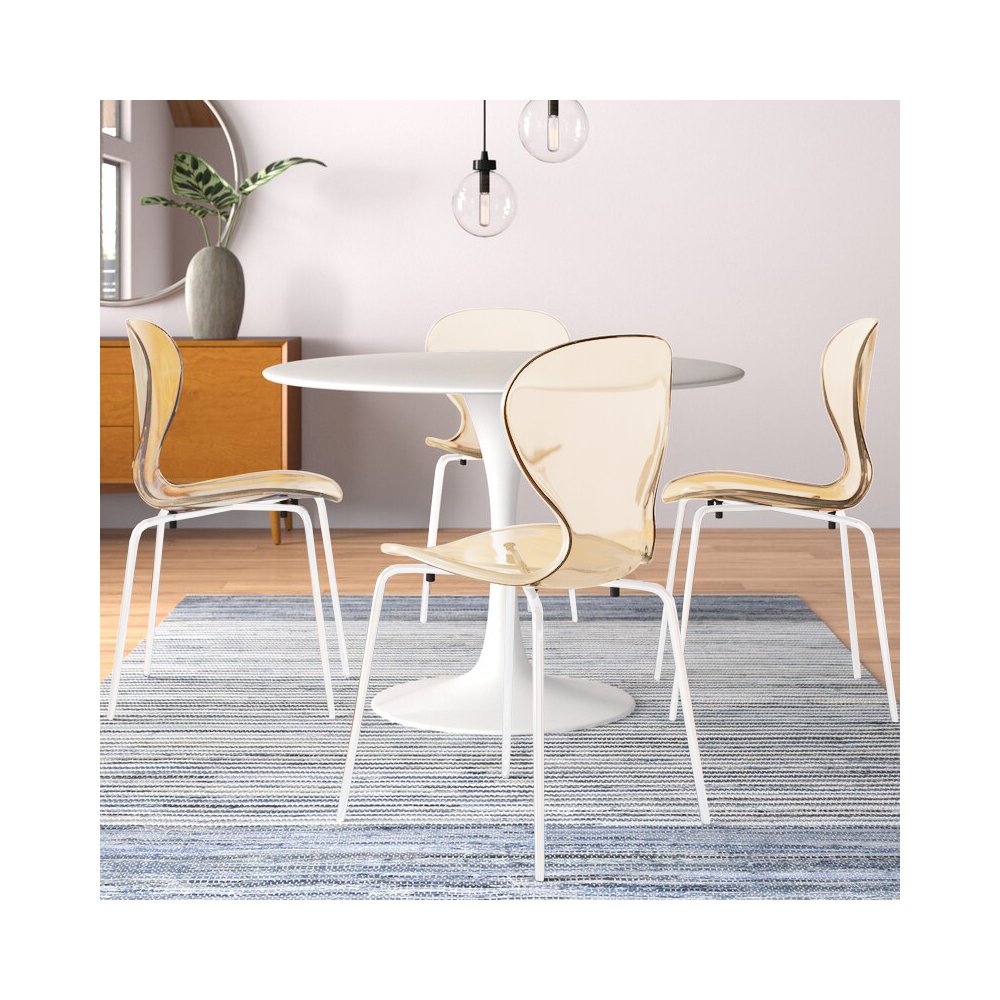 Modern Oyster Transparent Side Chair in White Base. Picture 8