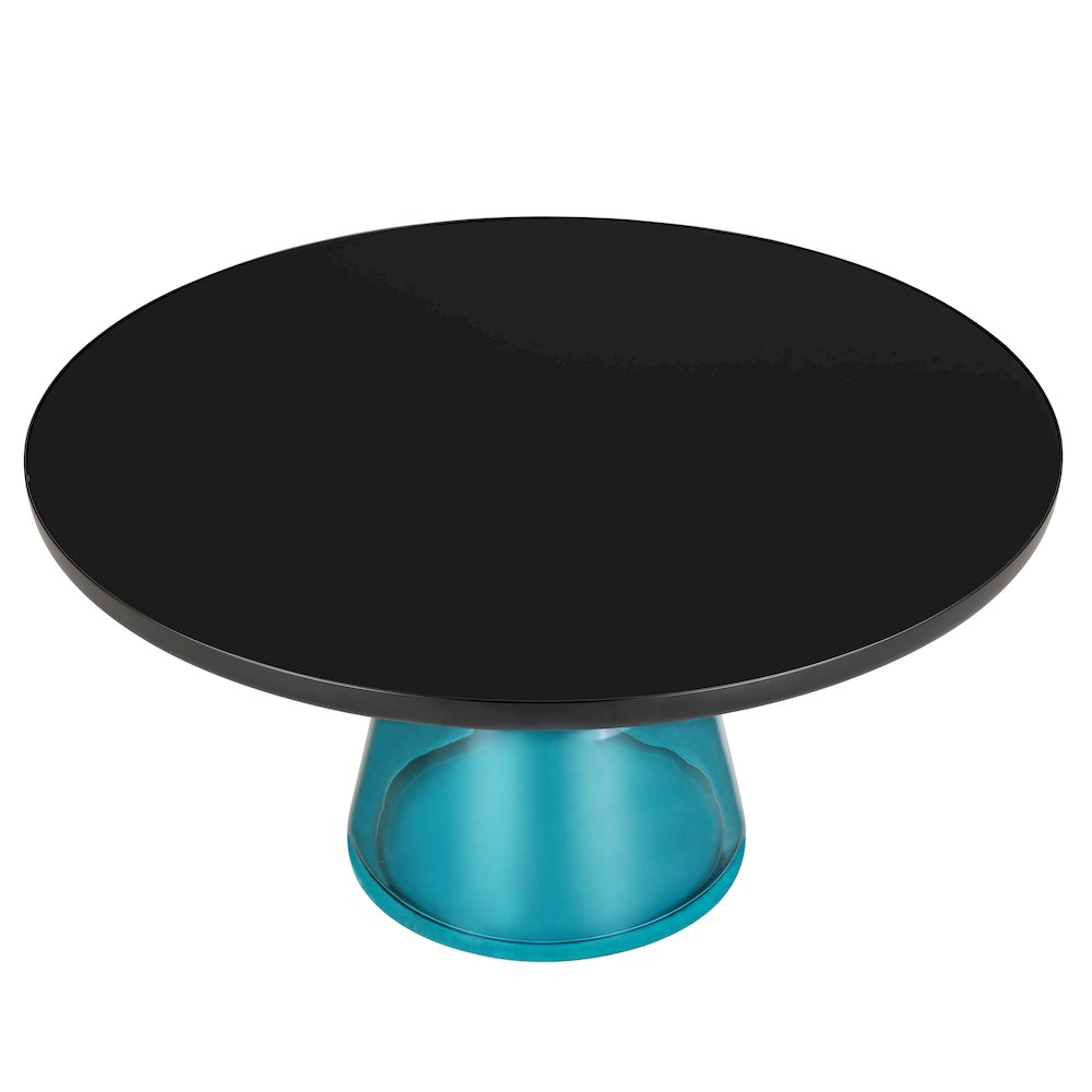 Tully Collection Glass Coffee Table Blue glass, Black Rim with Black Glass top. Picture 6