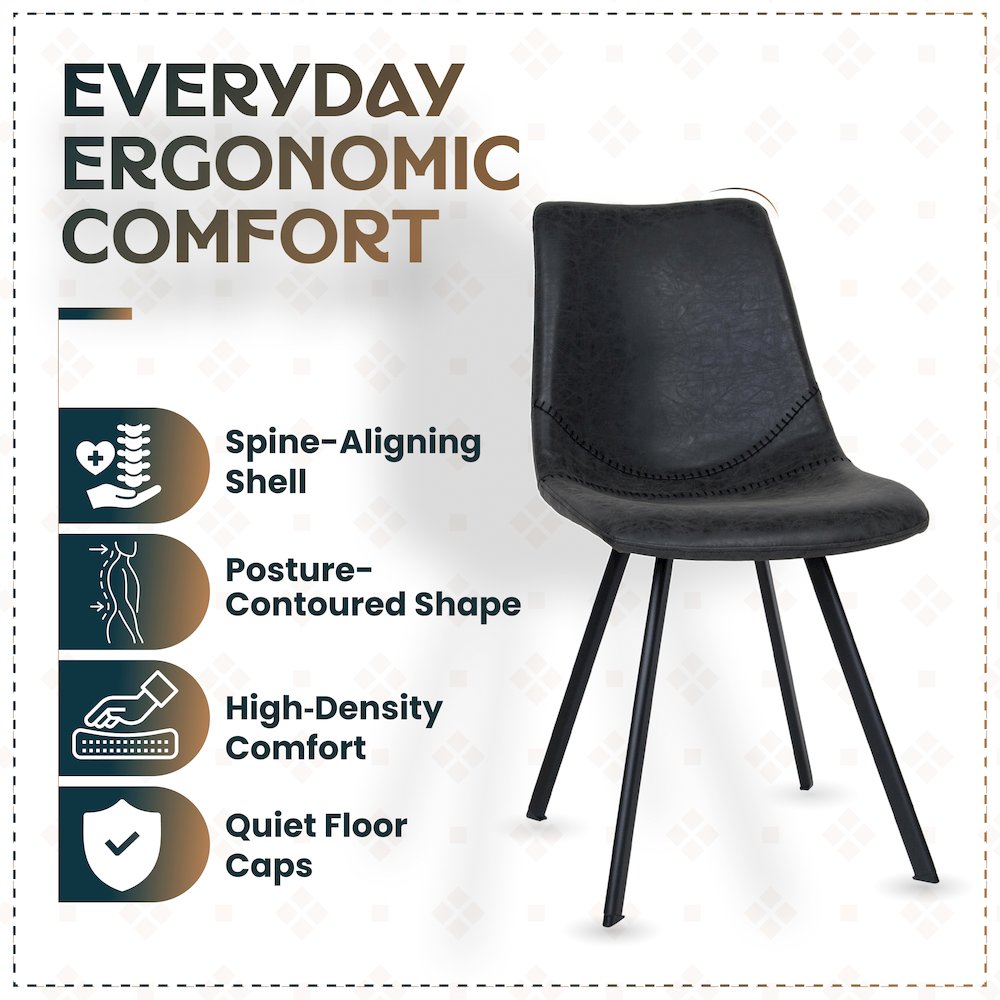 Markley Modern Leather Dining Chair With Metal Legs. Picture 3