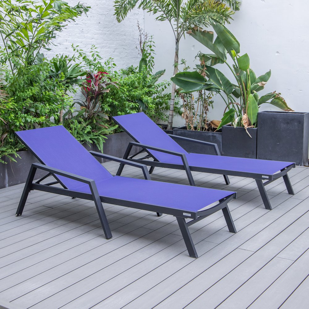 Marlin Patio Chaise Lounge Chair in Navy Blue. Picture 5