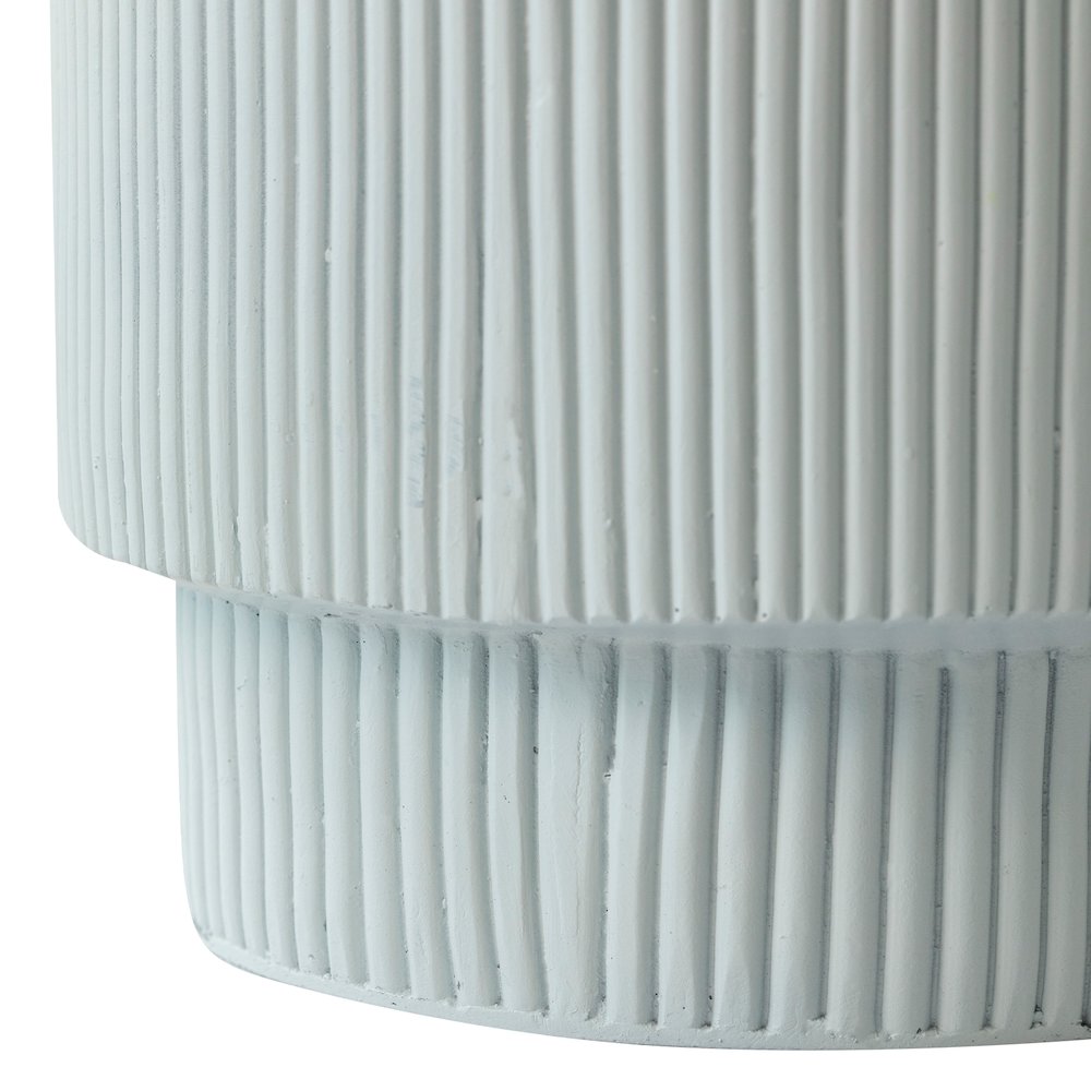 Eden Collection Fiberglass Outdoor Side Table in Light Grey. Picture 11