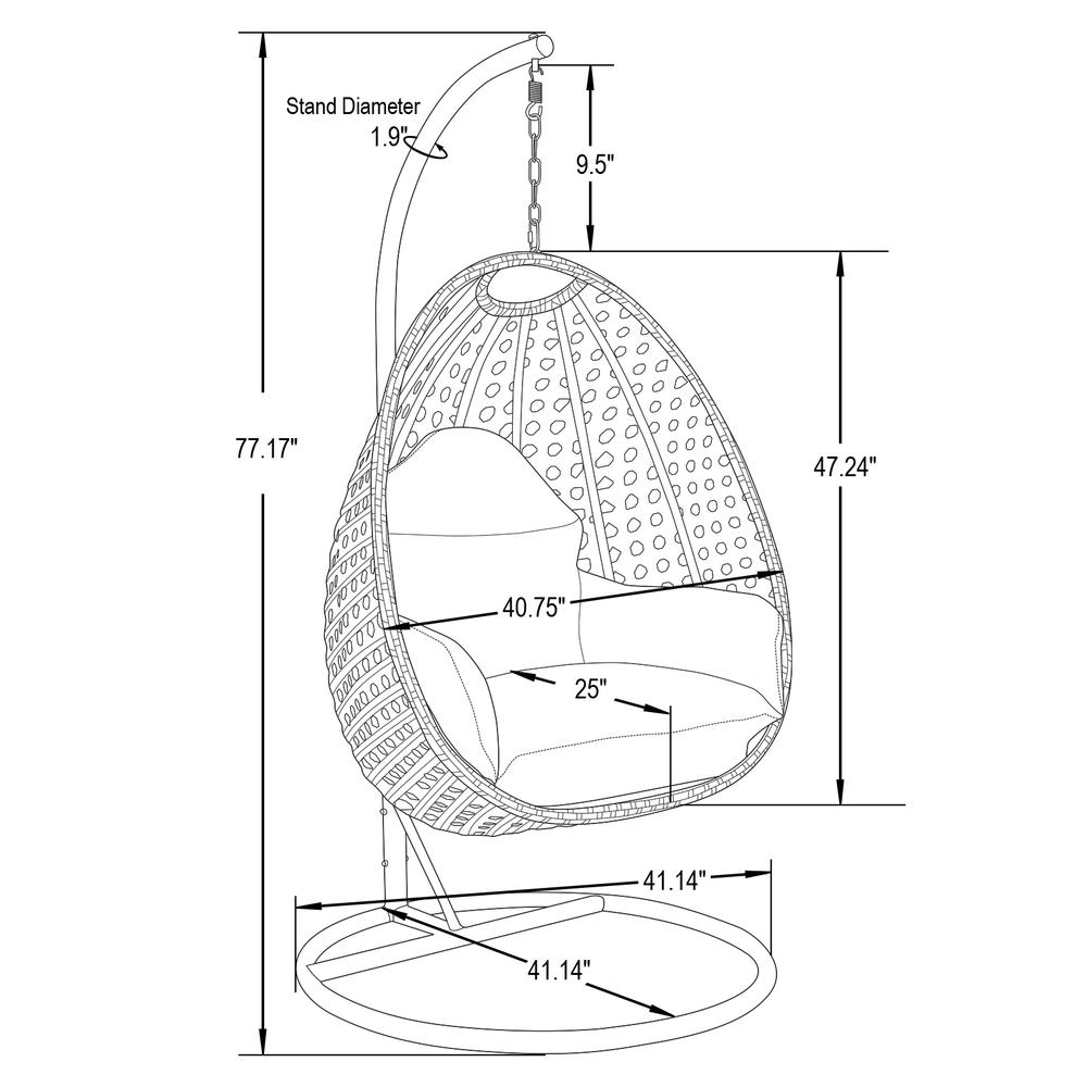 Charcoal Wicker Hanging Egg Swing Chair. Picture 10