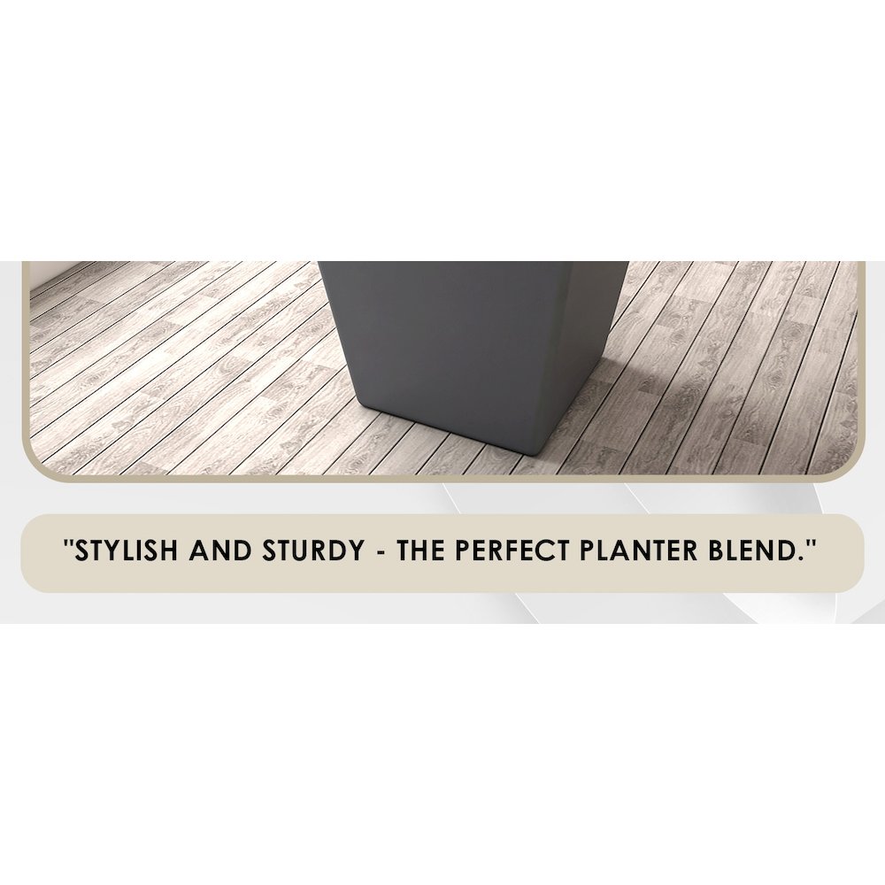 Blossom Series Poly Stone Planter in Dark Grey 17 Dia, 16 High. Picture 2