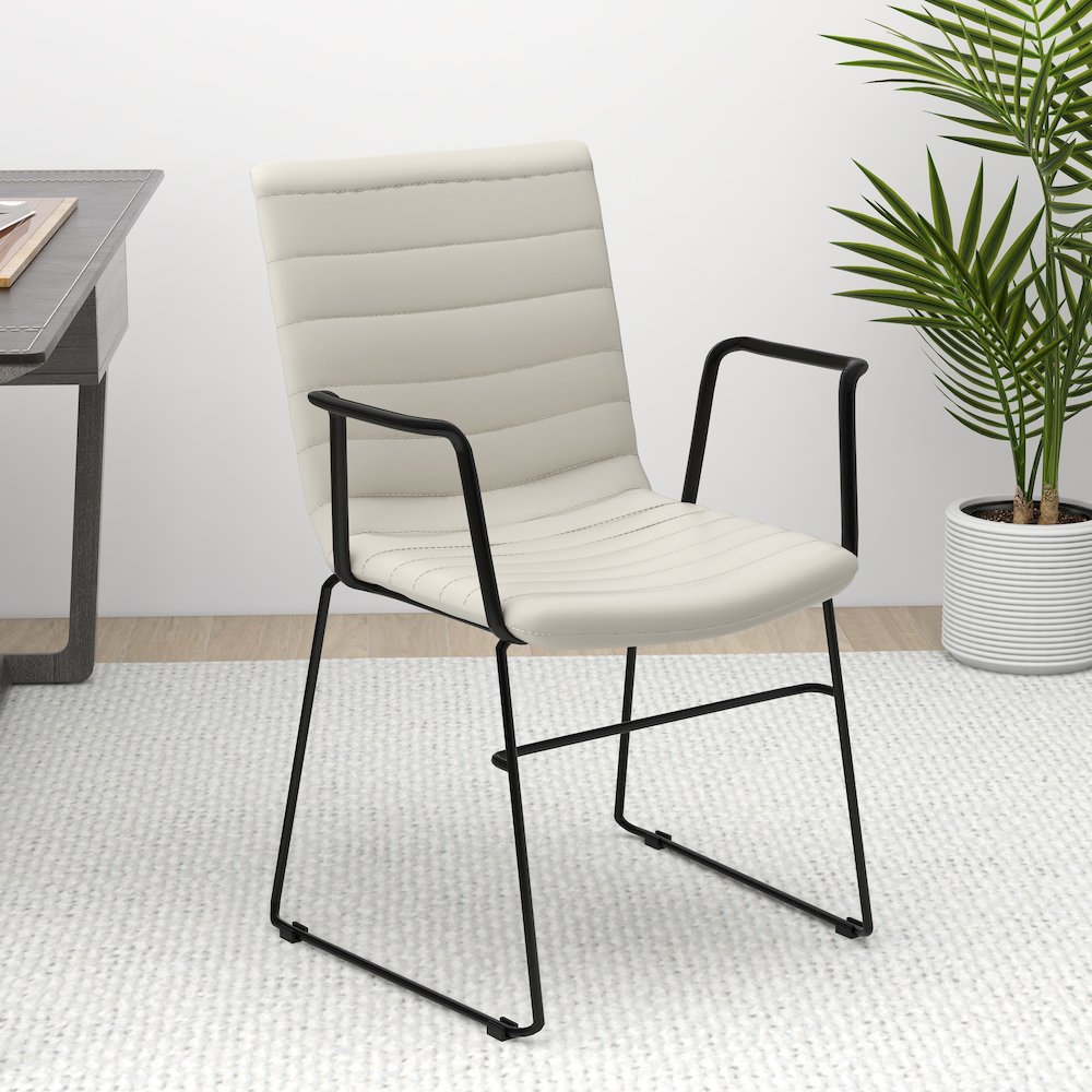 Zylar Series Office Guest Arm Chair in Tan Leather. Picture 16