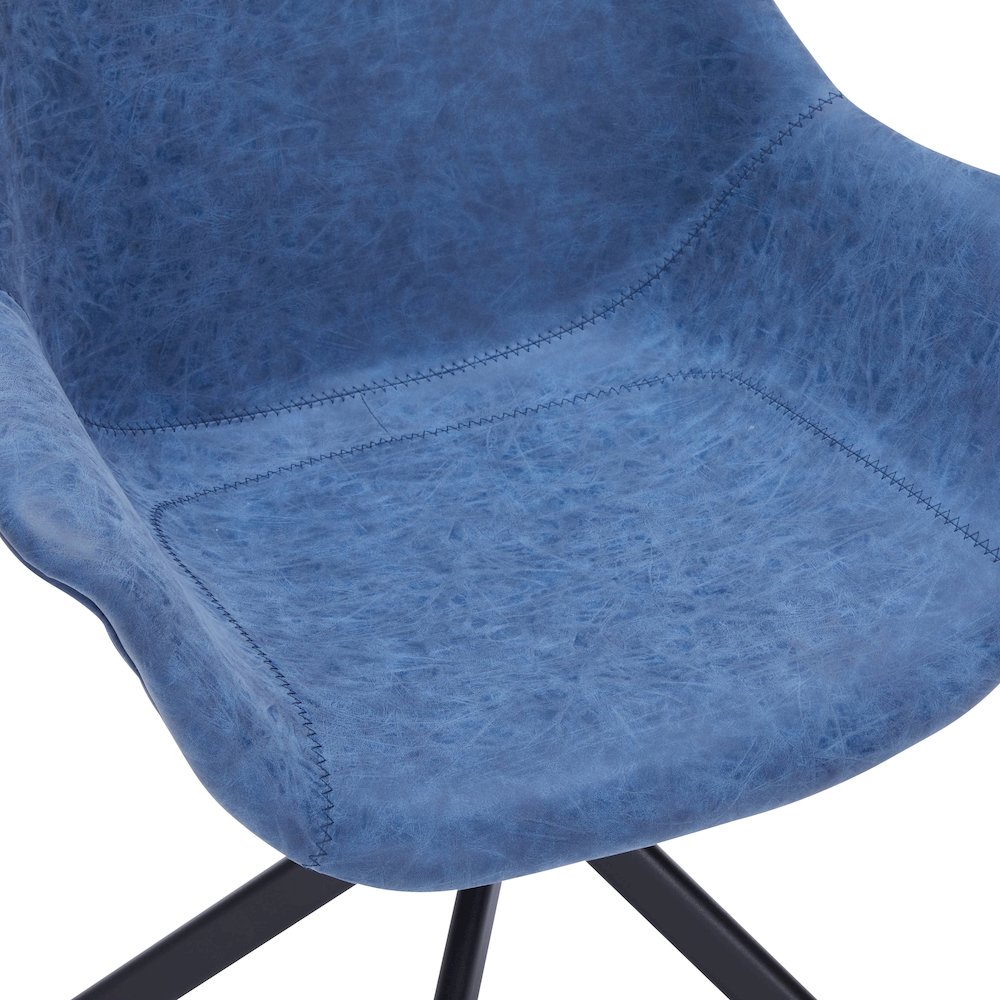 Markley Modern Leather Dining Swival Arm Chair in Light Blue. Picture 11