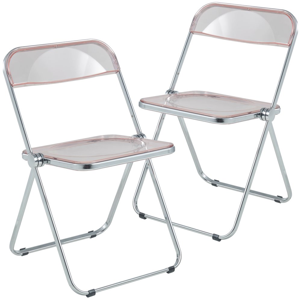 Lawrence Acrylic Folding Chair With Metal Frame, Set of 2. Picture 1