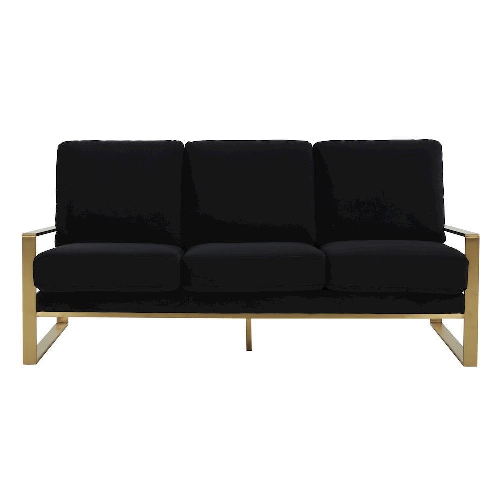 Jefferson Contemporary Modern Design Velvet Sofa With Gold Frame.. Picture 3