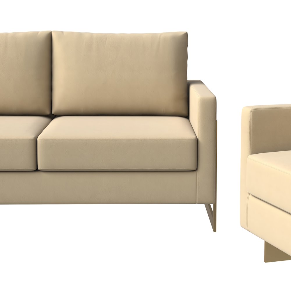 Lincoln 3-Piece Velvet Living Room Sofa Set With Gold Frame. Picture 5