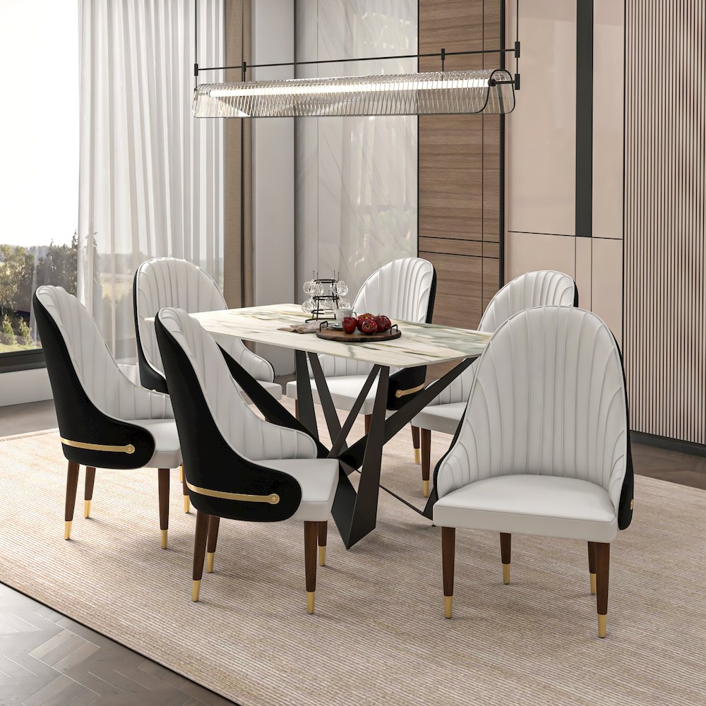 Elara Collection Wooden Dining Chair in Black/White. Picture 2