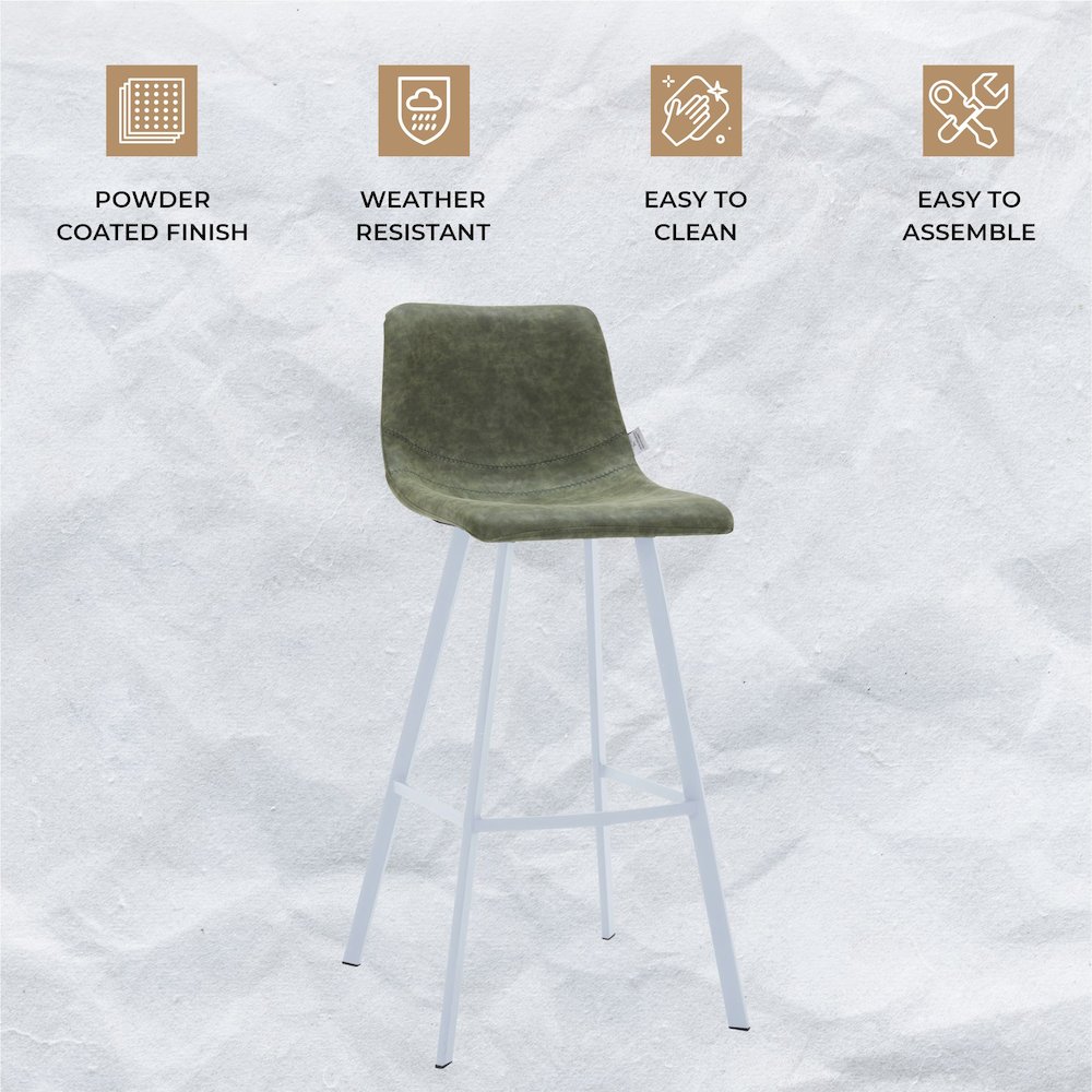 Elland - Bar stool - Olive Green- White Base. Picture 4