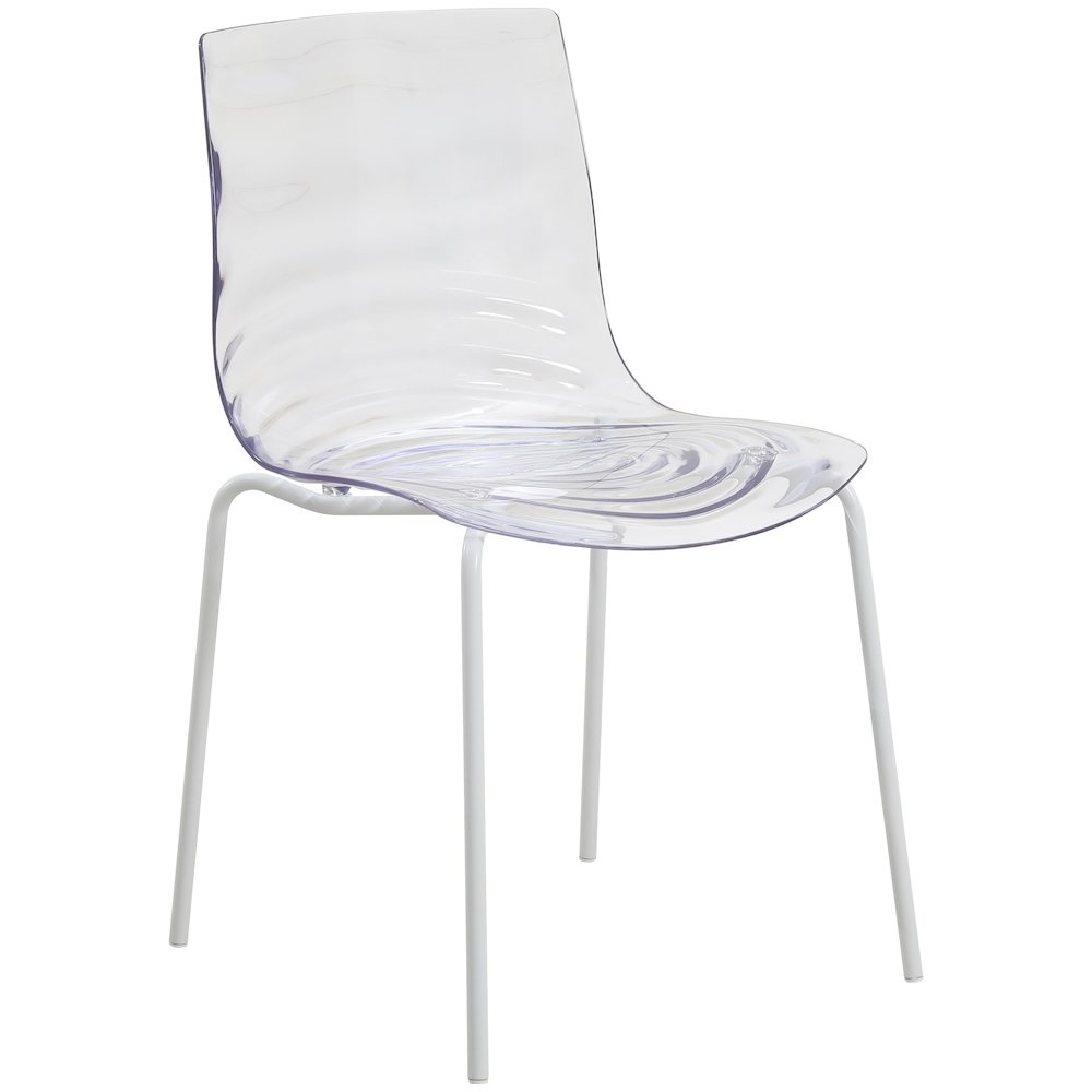 Astor Water Ripple Design Dining Chair in White Base Clear Seat. Picture 2