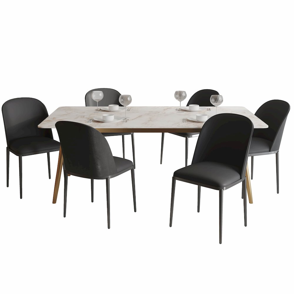 Zayle 7-Piece Dining Set with 55" Rectangular Dining Table in Black/Black. Picture 10