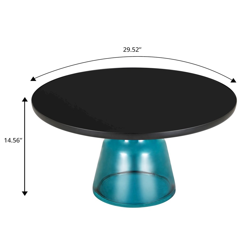 Tully Collection Glass Coffee Table Blue glass, Black Rim with Black Glass top. Picture 16