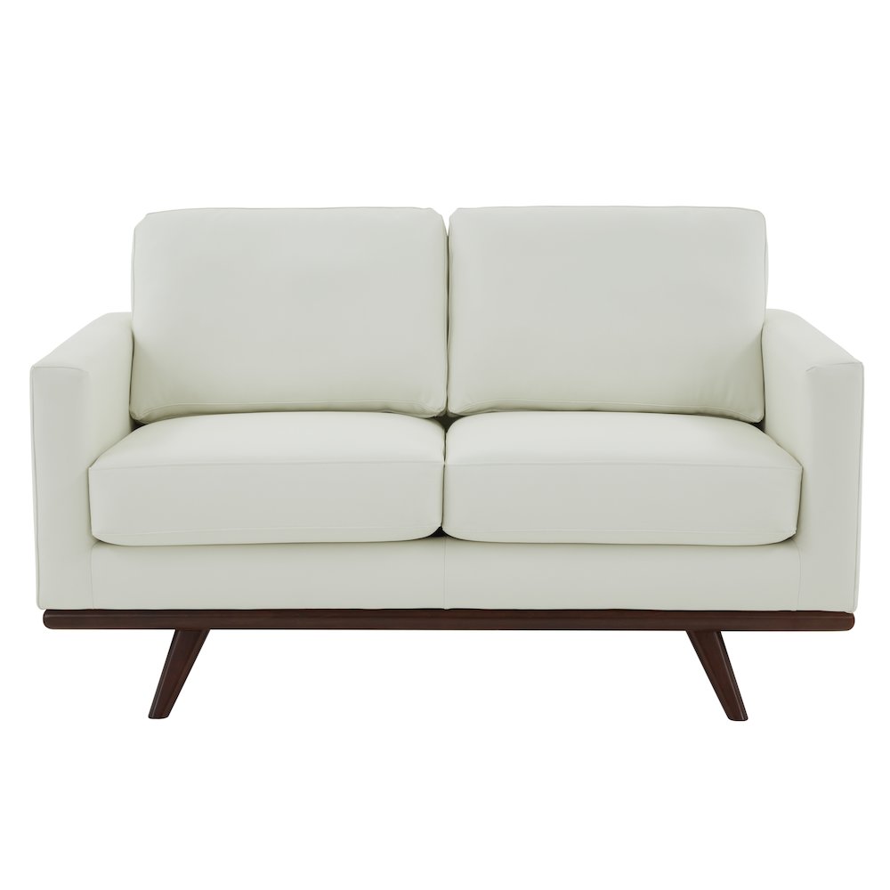 Chester Modern Leather Loveseat With Birch Wood Base. Picture 3