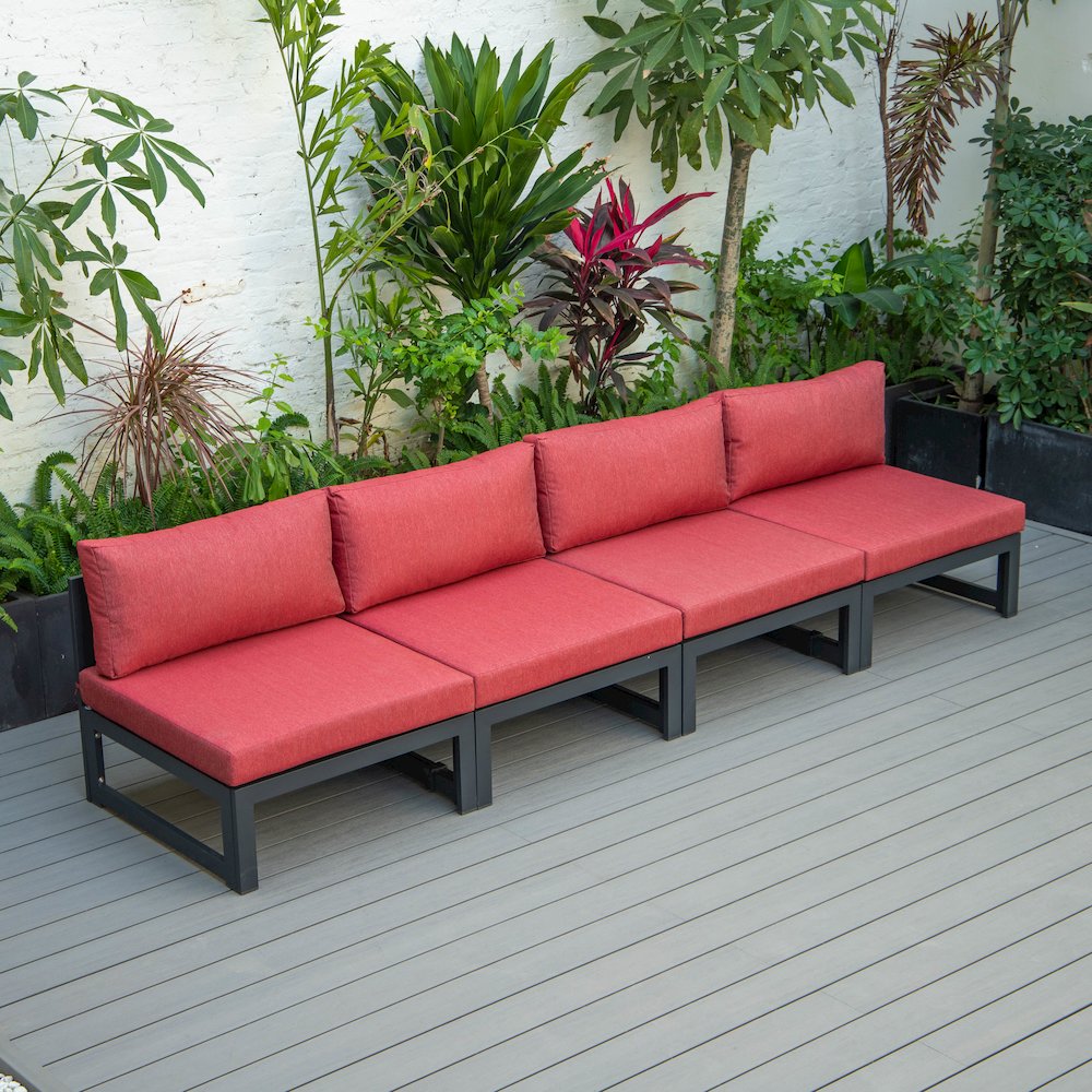 Chelsea 4-Piece Middle Patio Chairs Black Aluminum With Cushions. Picture 8