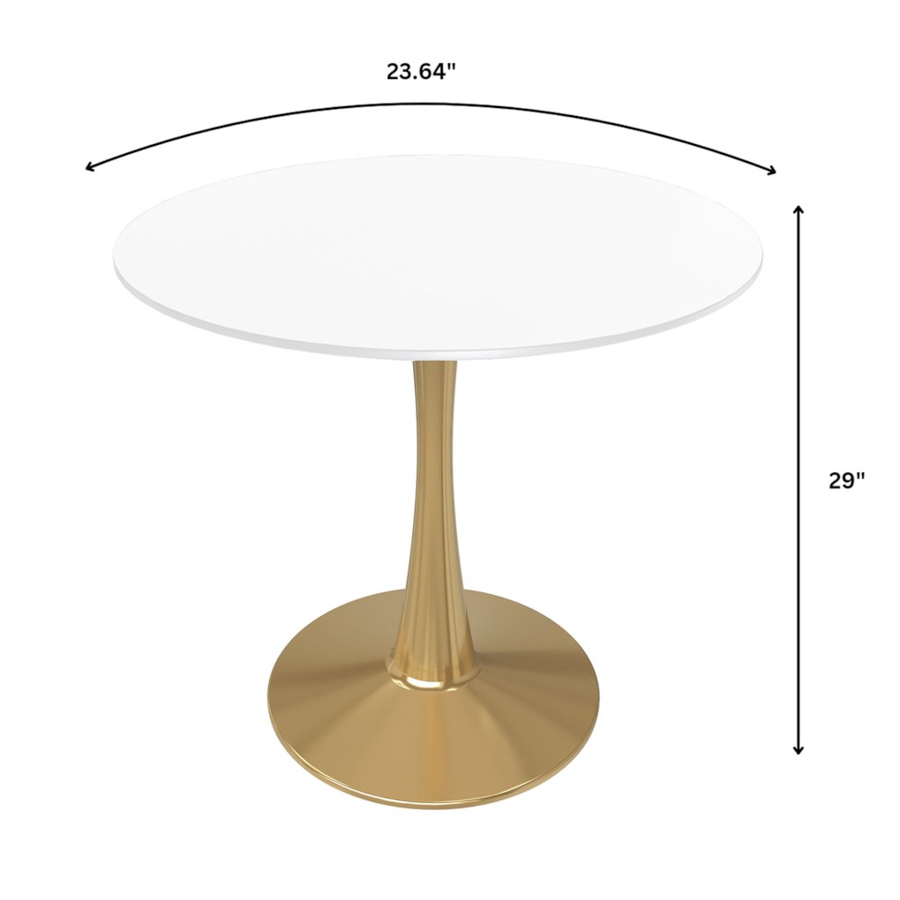 Bristol 24" round dining table Gold Base With White Top. Picture 32