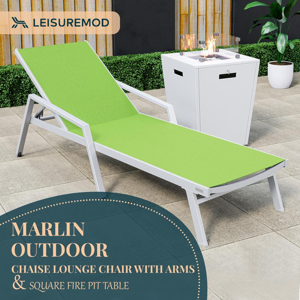 White Aluminum Outdoor Patio Chaise Lounge Chair With Arms. Picture 28
