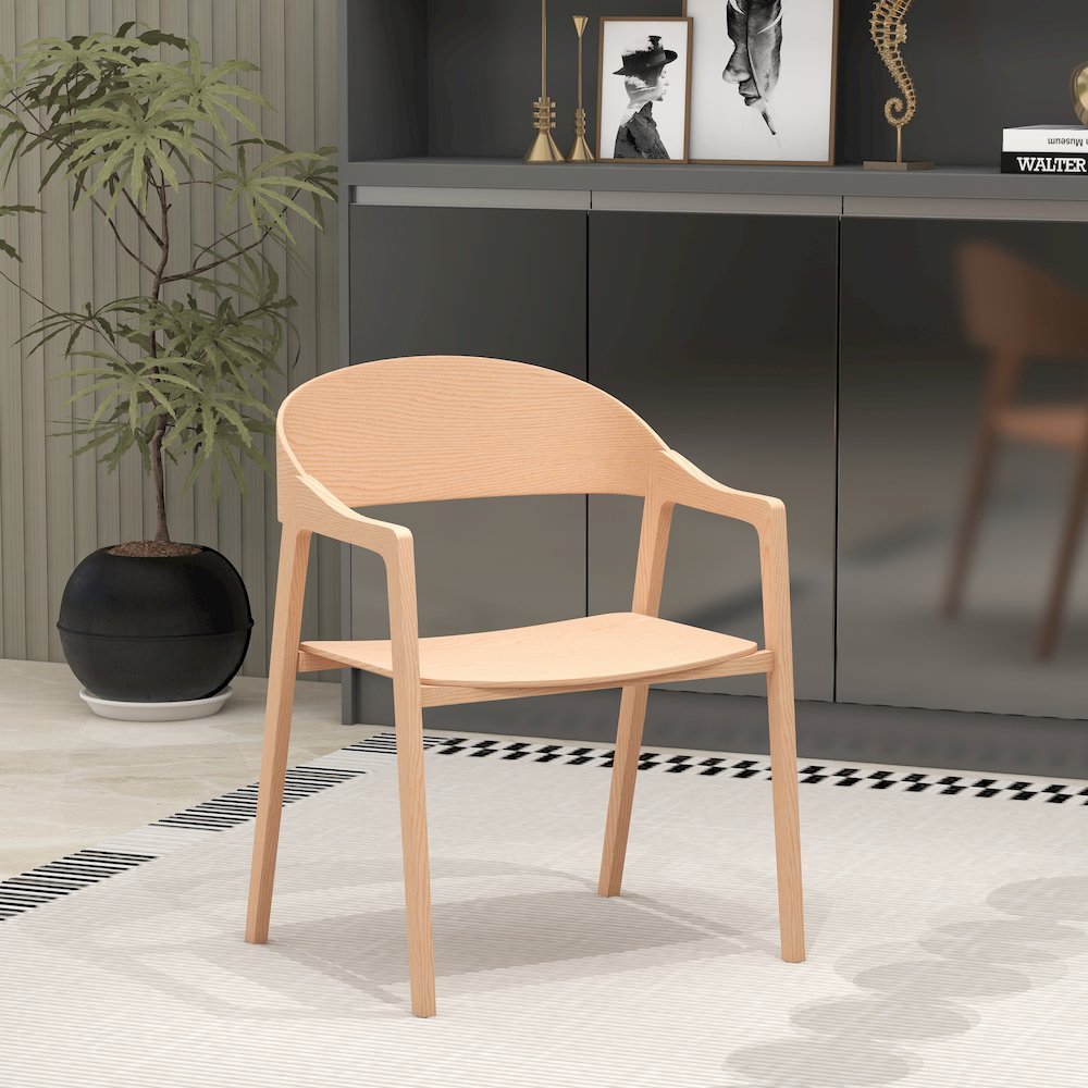 Rivo Collection Elegant Dining Chair in Natural Wood. Picture 3