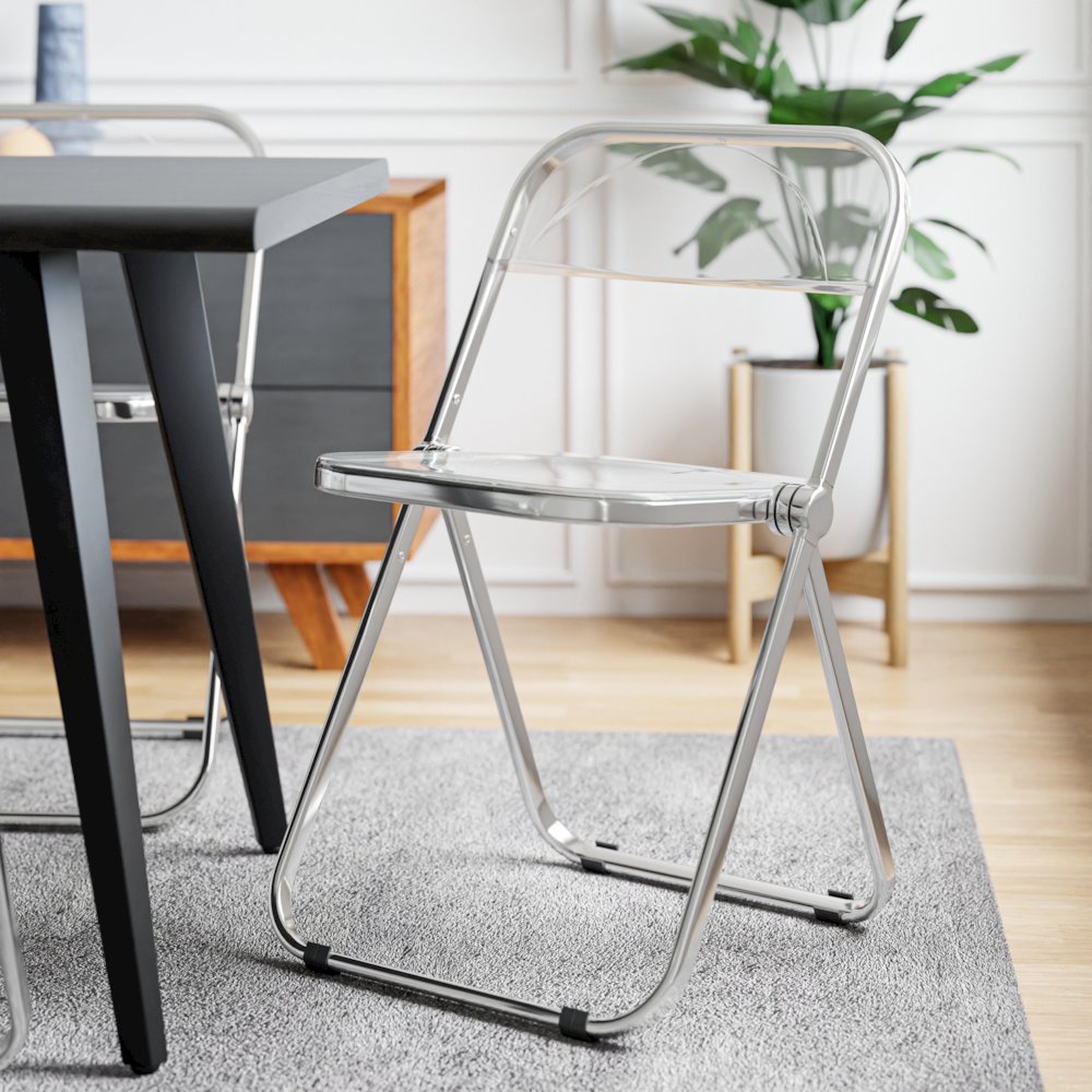 Lawrence Acrylic Folding Chair With Metal Frame. Picture 3