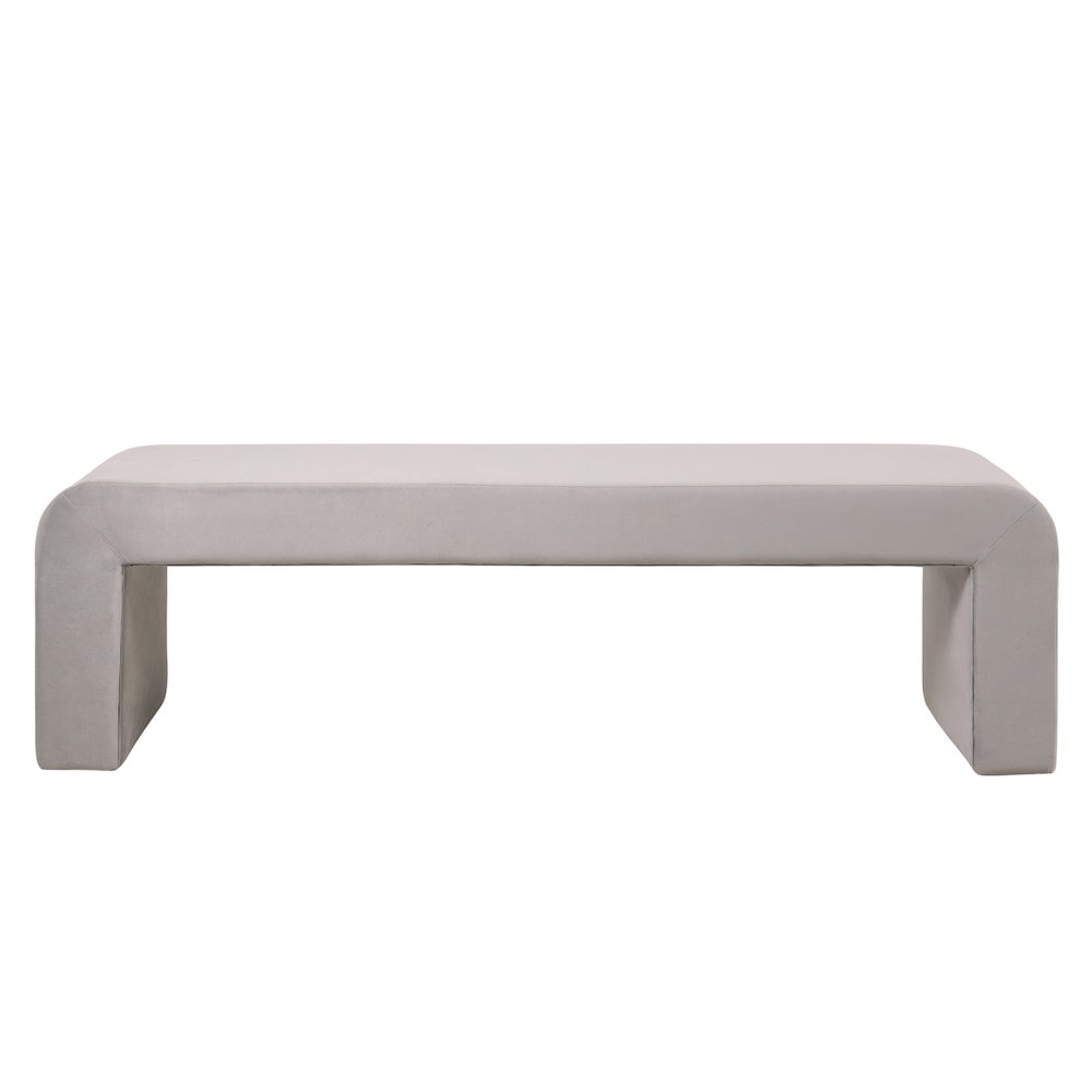 Vint Collection Modern 63" Bench In Light Grey Velvet. Picture 11