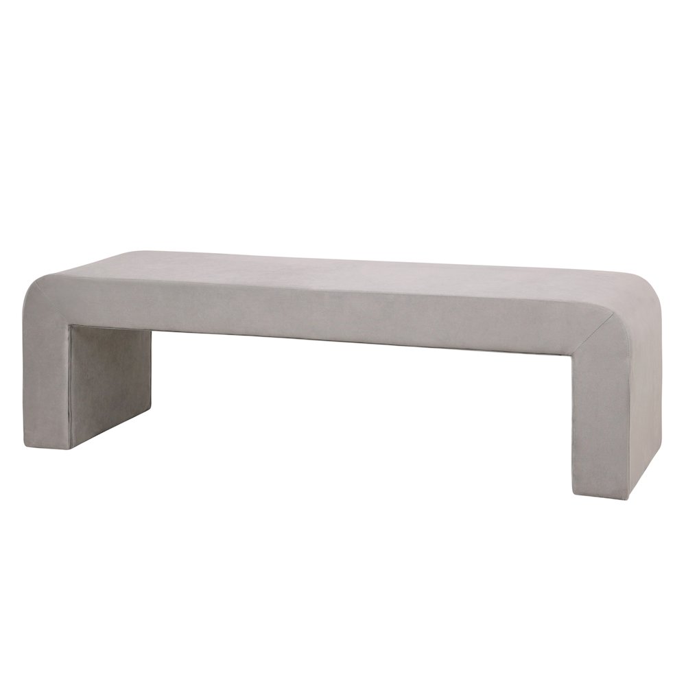 Vint Collection Modern 63" Bench In Light Grey Velvet. Picture 12