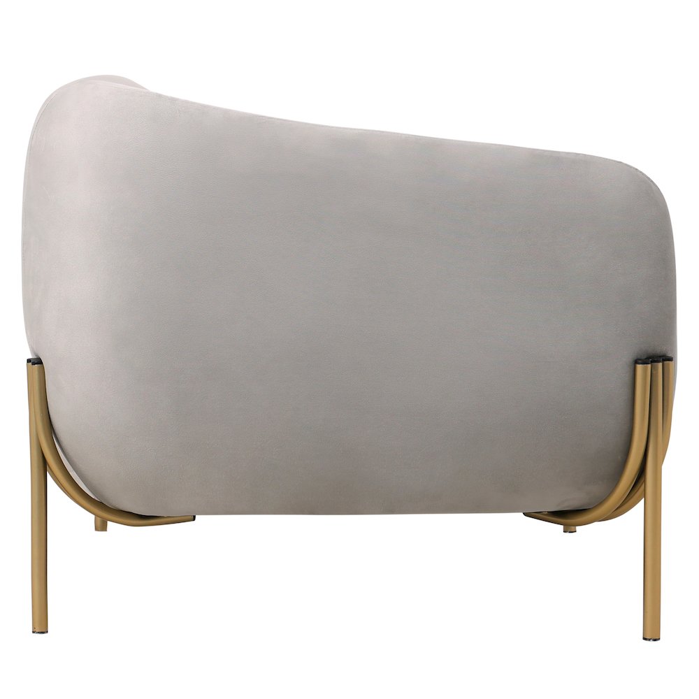 Zuno Collection Modern Single Seater Sofa in Light Grey Velvet. Picture 14