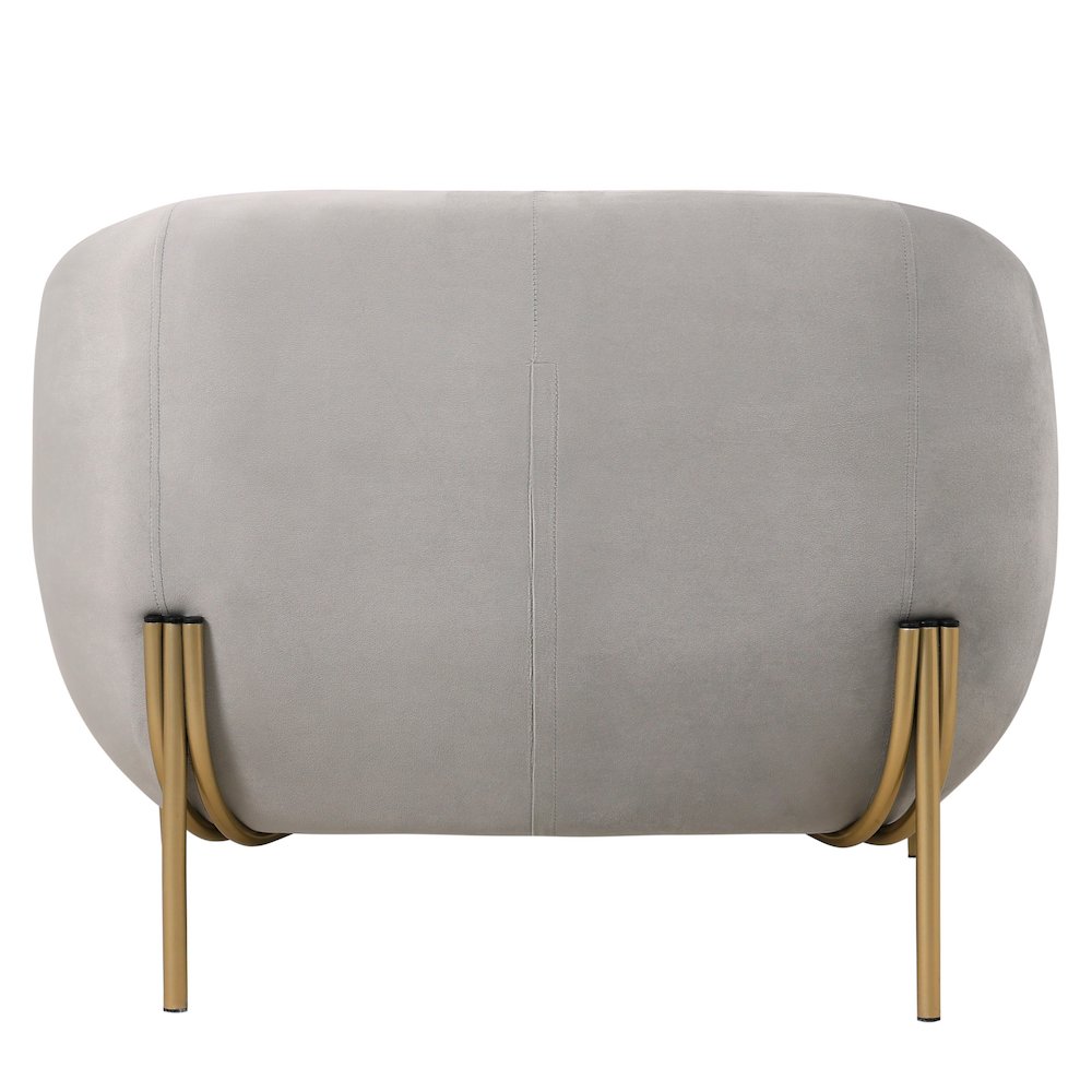 Zuno Collection Modern Single Seater Sofa in Light Grey Velvet. Picture 15