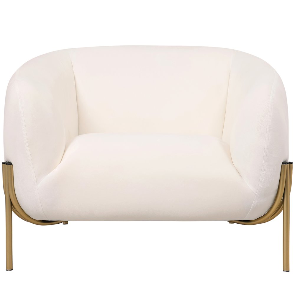 Zuno Collection Modern Single Seater Sofa in White Velvet. Picture 12